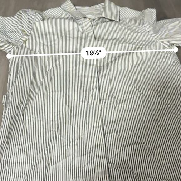 Calvin Klein Gray & White Striped Boho Wide Bell Sleeve Button Down Dress Sz‎ 6 - Picture 10 of 11